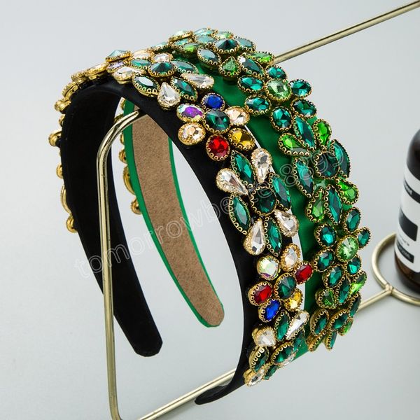 Mehrfarbiges Kristall-Stirnband für Damen, Vintage-Stil, geometrischer Edelstein, Perlen-Haarband, Mädchen-Party-Haar-Accessoires