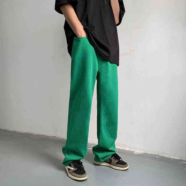 

2022 summer green baggy jeans men fashion casual straight jeans men streetwear hip hop loose denim pants mens trousers -2xl t220726, Blue