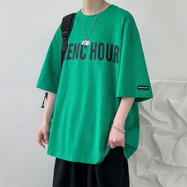 

privathinker short sleeve letter t-shirt for men fashion boys' trend cotton summer oversized male casual tee shirt 220512, White;black