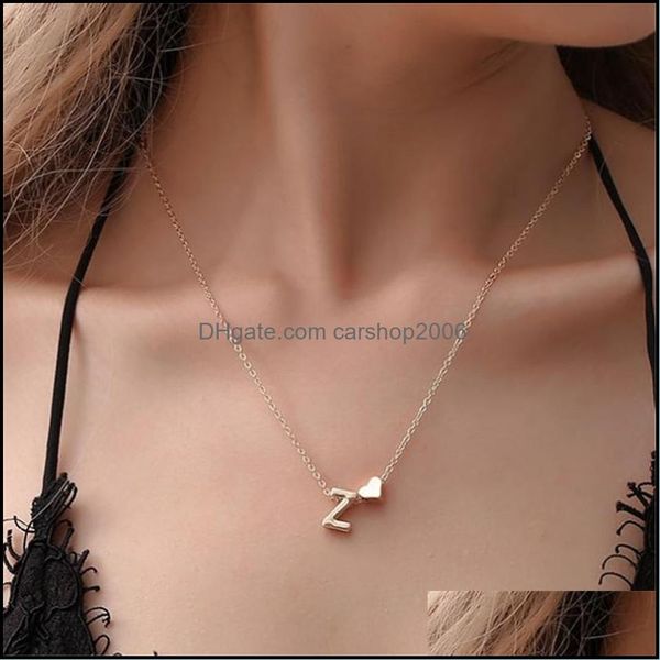 

pendant necklaces pendants jewelry fashion tiny heart dainty initial gold sier color letter name choker necklace for women drop delivery 2, Silver