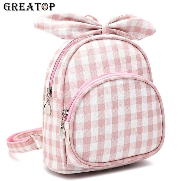 

grea3d butterfly knot children backpacks chequer design preschool kids bag for kindergarten girls mochila 220326