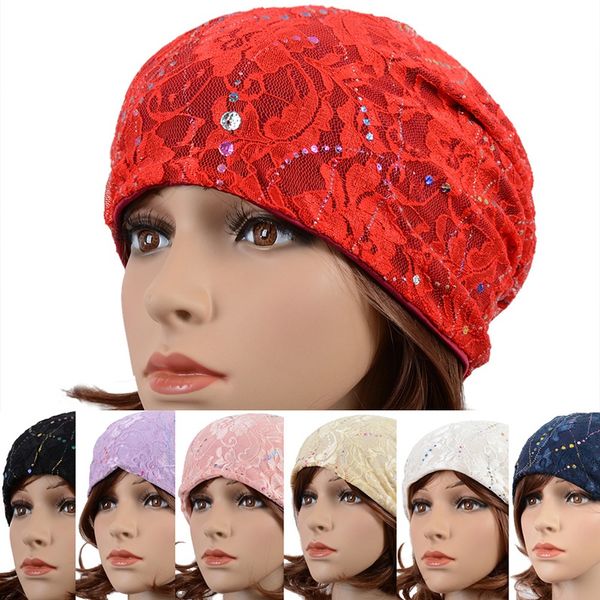 

7 colors headwear wrap head cover women lace inner hats hijabs breathable mesh turban underscarf caps, Blue;gray