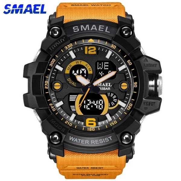 

smael men watch 50m waterproof wristwatch led quartz clock male relog masculino 1617 digital sports watches mens 220526, Slivery;brown