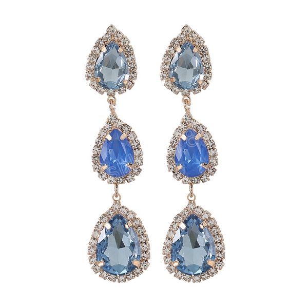 

metal rhinestone water drop multilayer earring casual party simple dangle earrings women's simple accessoriies, Silver