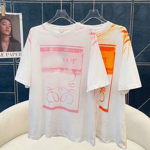 

women's hoodies & sweatshirts designer wang yibo's same summer tie dyed short sleeve star's correct version round neck loose, Black