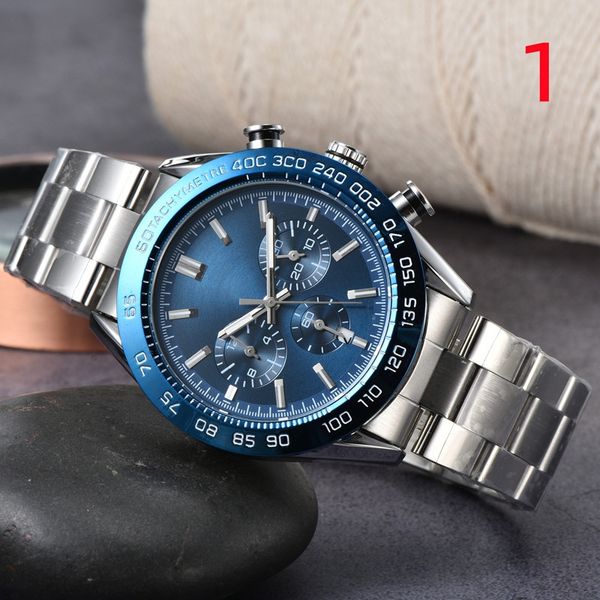 

wristwatches for men 2022 new mens watches all dial work quartz watch luxury brand chronograph clock steel and leather belt men fashion ta t, Slivery;brown