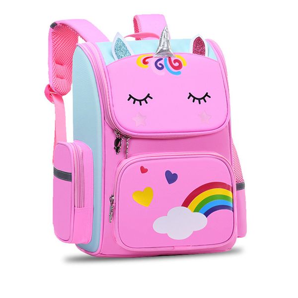 İlkokul Öğrencileri Backpack 3D Karikatür Çocuk Okul Çantası Anaokulu Çanta Kızlar Çocuk Sevimli Gökkuşağı Mochila Escolar 220805