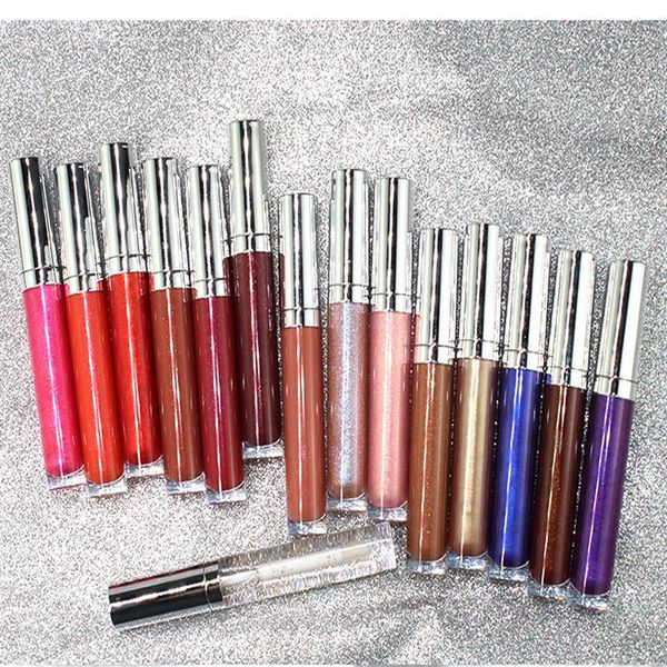 

beauty cosmetics vegan 26 colors glitter shimmer liquid lip gloss custom private label makeup lipgloss lipstick no logo round silv257z