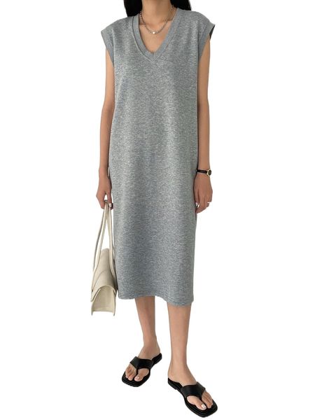 

dazy-less split back solid tank dress c2ud#, Black;gray