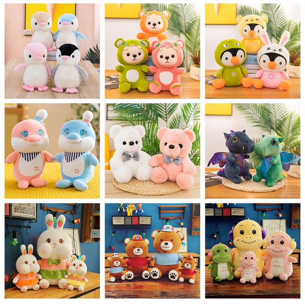 8 inç sevimli bebek 25 cm düğün hediyesi peluş oyuncak yaratıcı dollsdinosaur yunus penguen tavşan ayı kızlar için bir hediye göndermek için