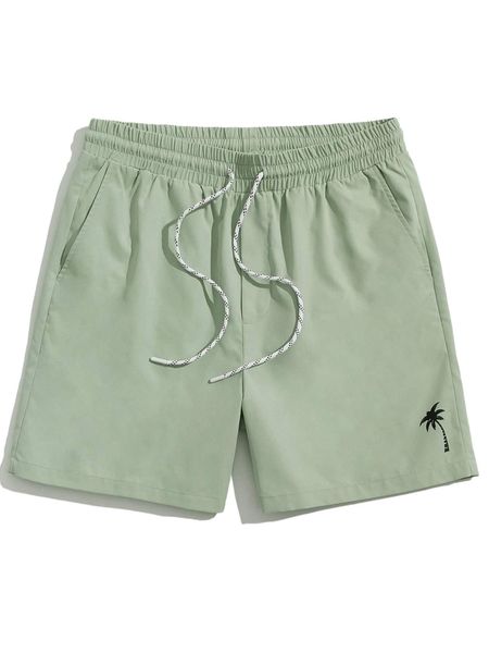 

men coconut tree print drawstring waist shorts l9um#, White;black