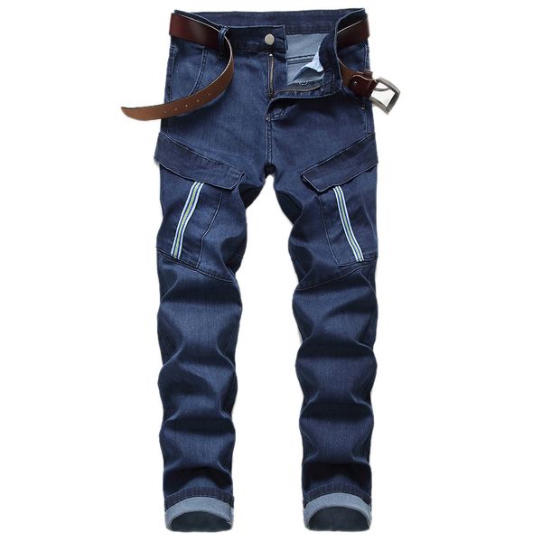 Jeans da motociclista elasticizzati dritti casual Pantaloni da moto multitasche da uomo autunno inverno Pantaloni da motociclista slim Fashioin Pantalones