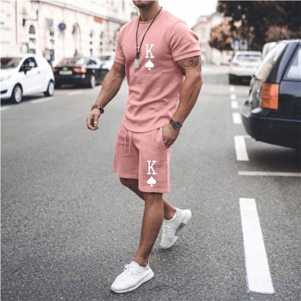 

men's tracksuits 2022 shorts sports suit men's tracksuit workout clothes men 2-piece letters 3d solid color printing short-sleeved, Gray