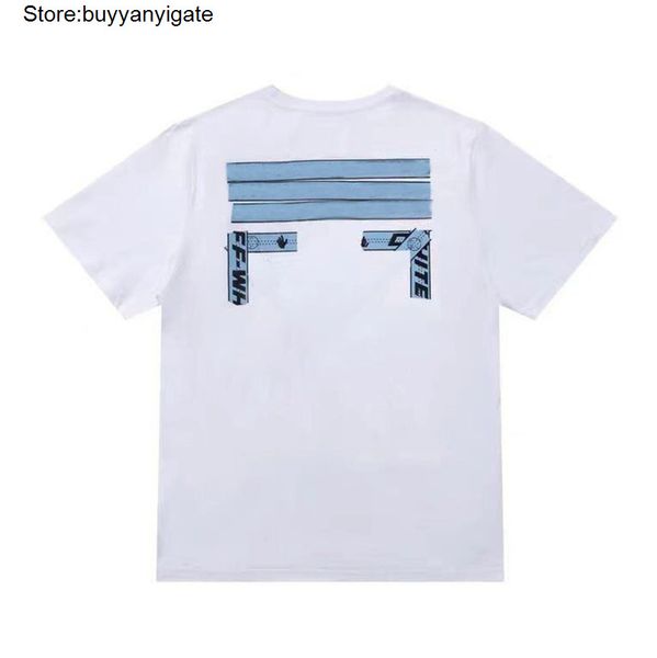 

brand classic fashion mens t shirts offs summer designer women loose tees quality t-shirt letter arrow oil painting black white tshirts fhz, White;black