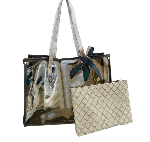 

2022designer shoulder bag women's transparent beach bag shopping bag size 41 cm