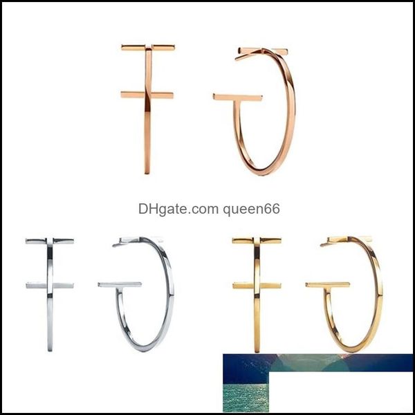 

stud earrings jewelry 925 sterling sier geometric classic female simple and stylish t earrings gifts for lovers factory price expert design, Golden;silver