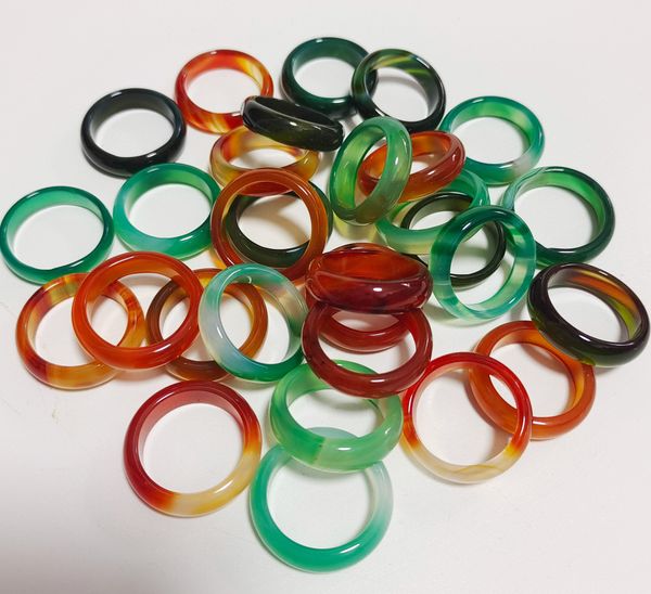 

whoelsale fashion 5mm glass band ring synthetic jade agate stone jewelry hand circle for women men, Golden;silver