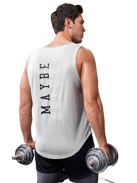 

men letter graphic sports tank w53c#, White;black