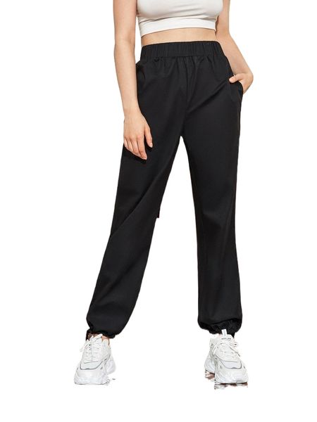 

x alannah jane high waisted drawstring hem pants 95v6#, Black;white