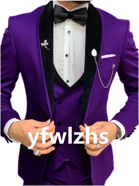 

custom-made one button men suits shawl lapel groomsmen groom tuxedos wedding/prom/dinner man blazer(jacket+pants+tie+vest) m59, Black;gray