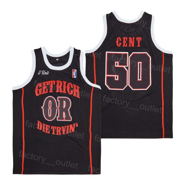 Erkekler Film 50 Cent Basketbol Forması G Birimi Zengin veya Ölüm Deneyin Hip Hop UConn Connecticut Huskies Lise Renk Takımı Siyah Tüm Dikişli Üniversite Yüksek Kalitesi