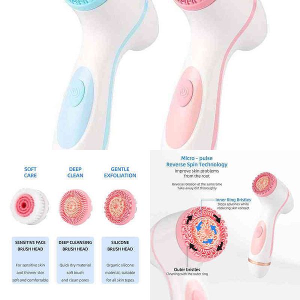 

nxy face care devices 3-in-1 electric facial cleansing brush face deep cleaning silicone brush rotating vibration massager skin blackhead po