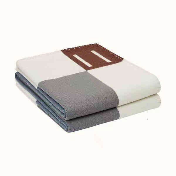 

shawls h family letter cashmere shawl blanket light luxury small age same double-sided office air conditioning sofa cover, Blue;gray