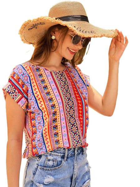 

batwing sleeve geo print z1iw#, White