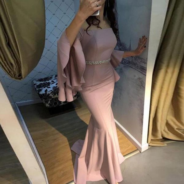 

mermaid evening dresses strapless flare sleeves beaded sashes mother of the bride prom gowns formal party, Black;red