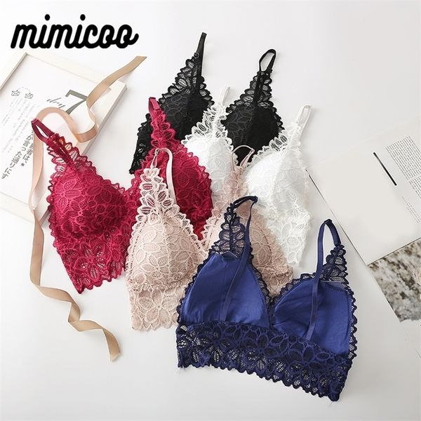 

lace lingerie wireless bra for women padded push up bralette female brassiere summer soft backless fashion bras underwear 220530, Red;black