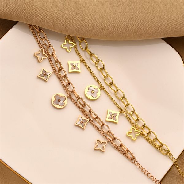 

classic design double layered clover charm bracelet for gift, Golden;silver