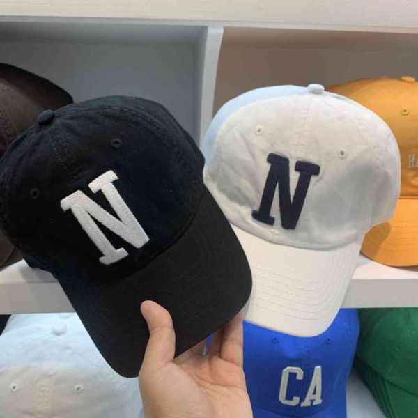 

korean hat female n-letter embroidered duck tongue hat outdoor sports leisure sunscreen sunshade couple baseball hat trendy man, Blue;gray