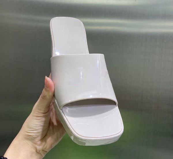 

luxury designer women slippers high heels candy colors rubber solid jelly scandals fashion holiday beach summer slides slip-on ladise sexy, Black