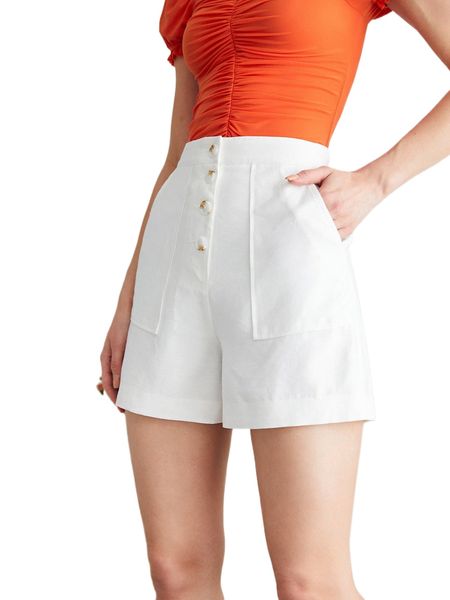 

button fly slant pocket shorts f2kp#, White;black