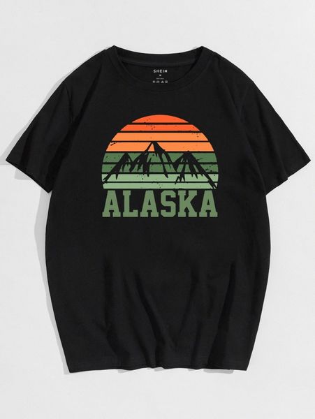 

men mountain & letter graphic tee c0gi#, White;black