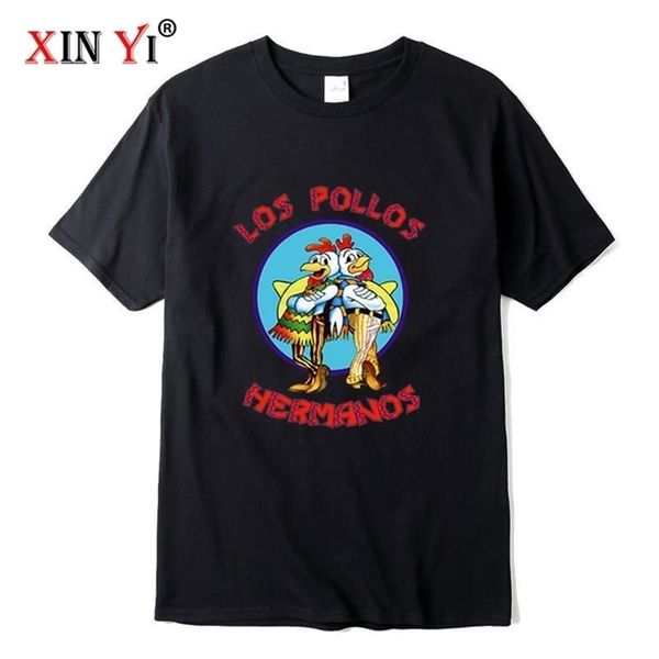 

xin yi men s t shirt100 cotton breaking bad los pollos chicken brothers printed casual funny tshirt male tee shirts 220725, White;black