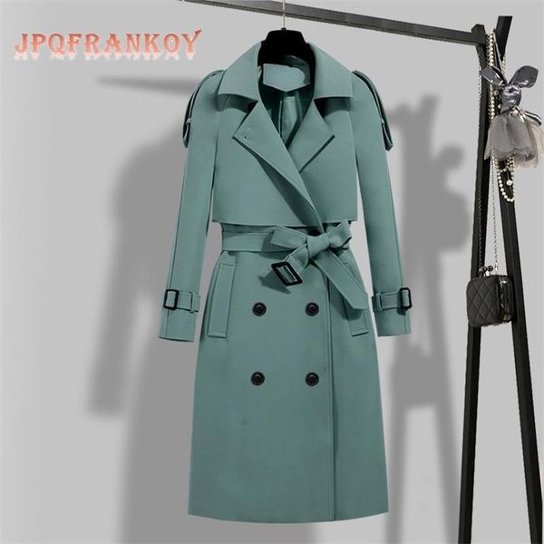

spring autumn windbreaker womens korean version waist slim highend atmospheric ladies long trench coat for women clothes 220722, Tan;black