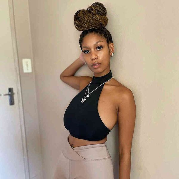 

women's dresses 2022ins style spring and summer new backless chest slim club party mini dress, White