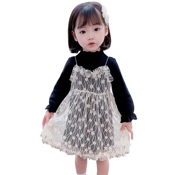 

toddler girls clothes sweatshirt floral dress clothing for girls lace baby girls clothes toddler kid clothes 210412, White