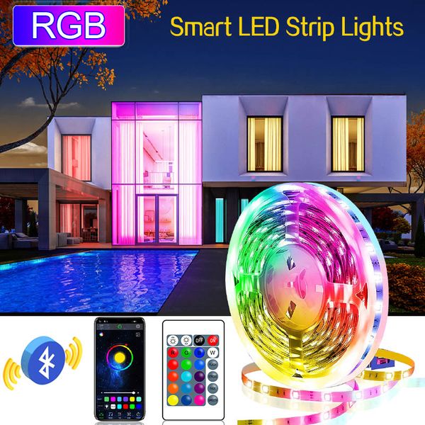 RGB LED tiras leves 5050 dc 12v 5m 10m Fita de diodo flexível 15m 20m RGB LEDS NEON WiFi Controller Adapter Conjunto
