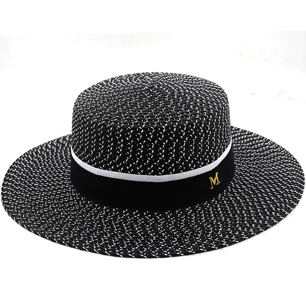 

simple summer hepburn style stripewomen beach hat female casual panama hat lady brand flat brim bowknot straw cap girls sun hat, Blue;gray