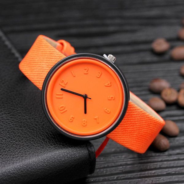 Estudante de moda Estilo coreano Canvas Womens assista a estéreo Digital Creative Quartz Wholesale