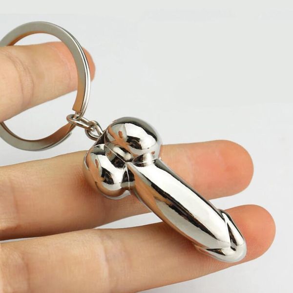 

male genitalia key chain lovers metal penis keyring individual keychains for couples woman gifts man car key ring, Silver