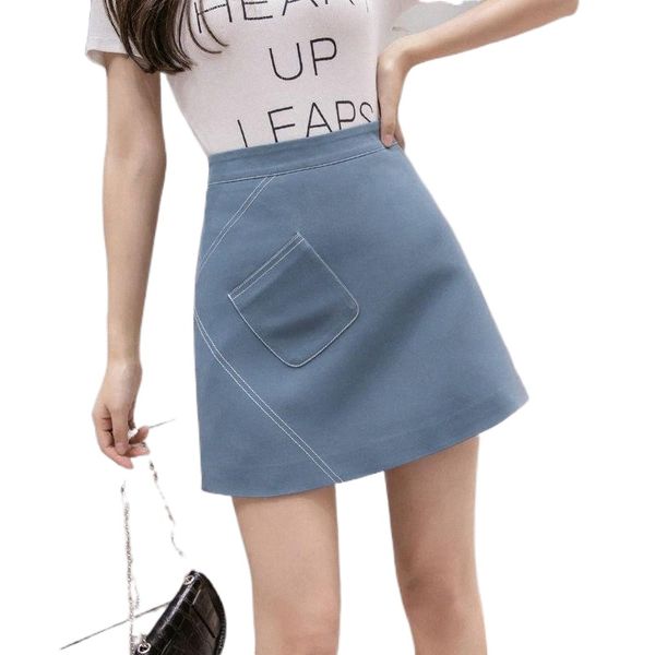 

skirts women 2022 summer chiffon short a-line skirt female elegant fashion high waist mini ladies with pockets chic y202 v9dl#, Black