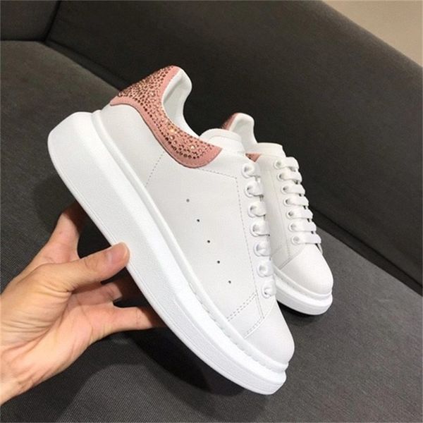 

elling famous brand couple sport white designer shoes classic luxury drill rivets loafers for men women casual non-slip sneakers, Black