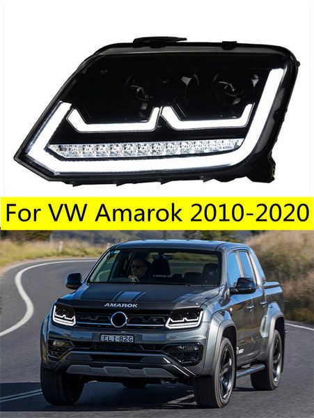 Toda a lâmpada principal do sinal de volta do diodo emissor de luz para vw amarok drl conjunto do farol 10-20 feixe bi-xenon luz do carro