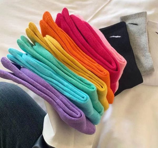 

new men cotton socks four seasons casual male women brand basketball football soccer running sock soft simple fashions, White;pink