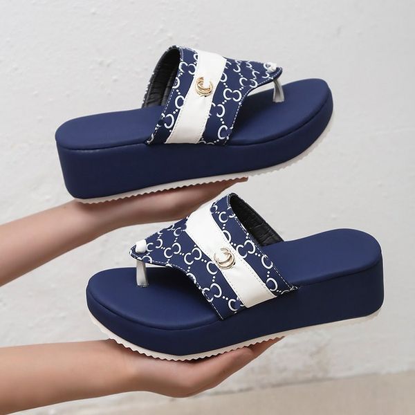 

home women sandals thick bottom slippers platform chunky heel living room bathroom slides non slip trend designer shoes ladies female size 3, Black