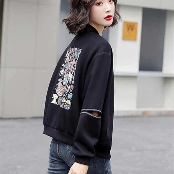 

women's jackets casual baseball suit women's 2022 spring and autumn korean fashion versatile short printed coat with slim figure r, Black;brown