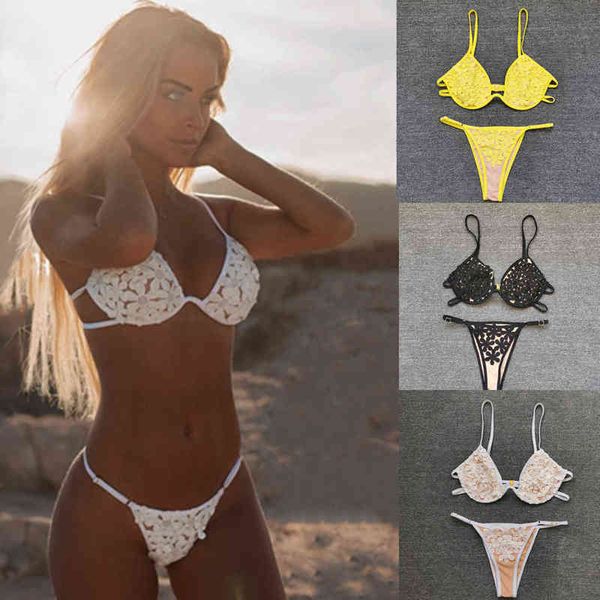 

women's split swimsuit soft bag steel bracket hollow solid petal swimsuit bikini bikini, White;black